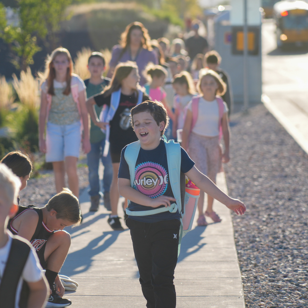 Students walking to school.