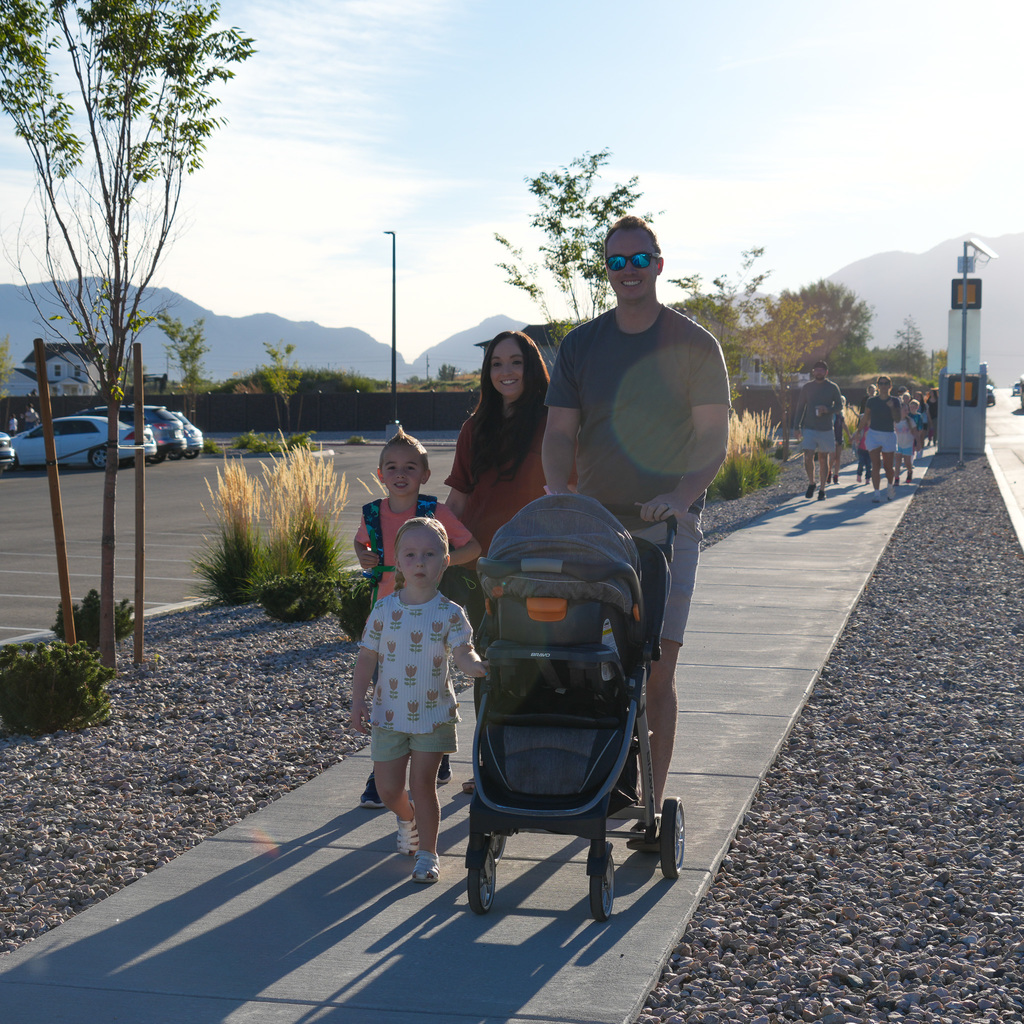Students walking to school.