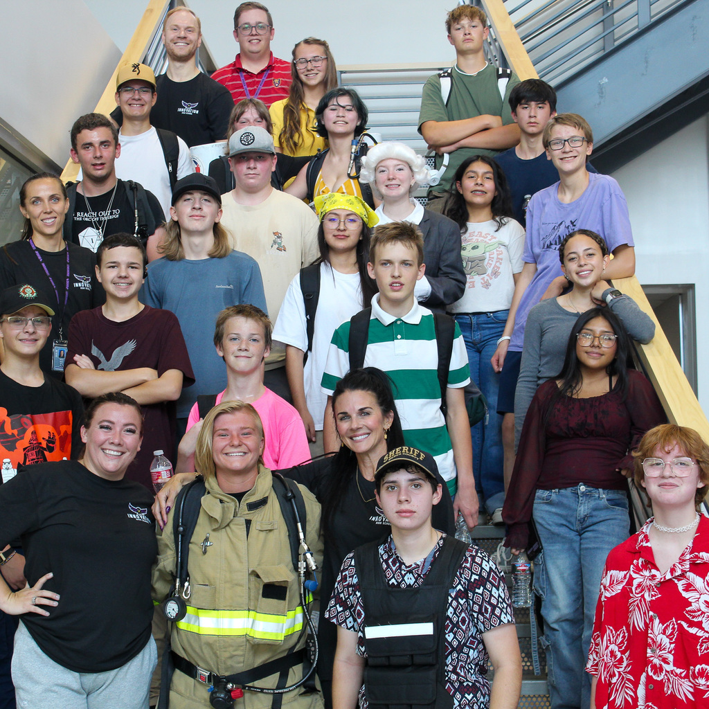 students walking stairs in remembrance of 911