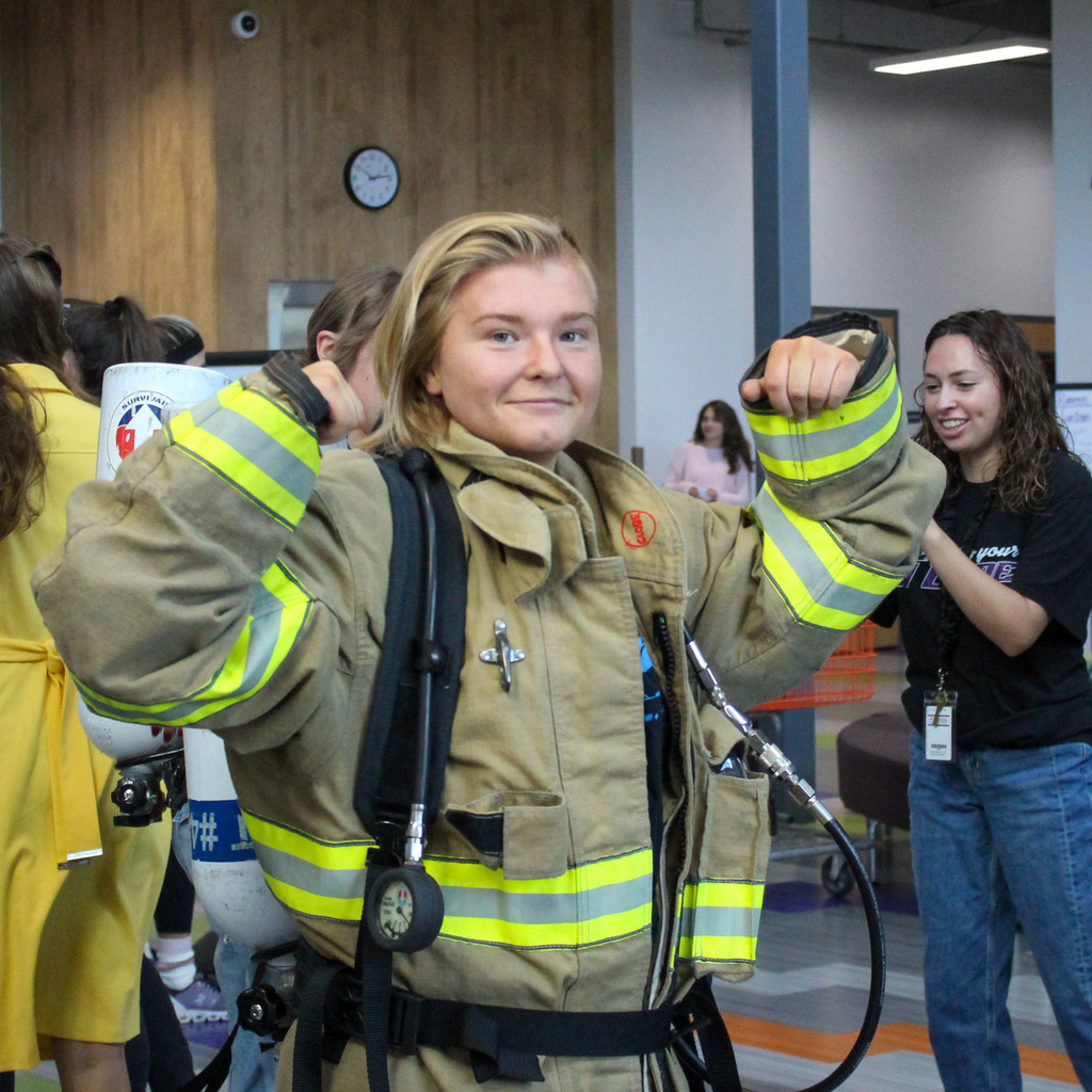students walking stairs in remembrance of 911