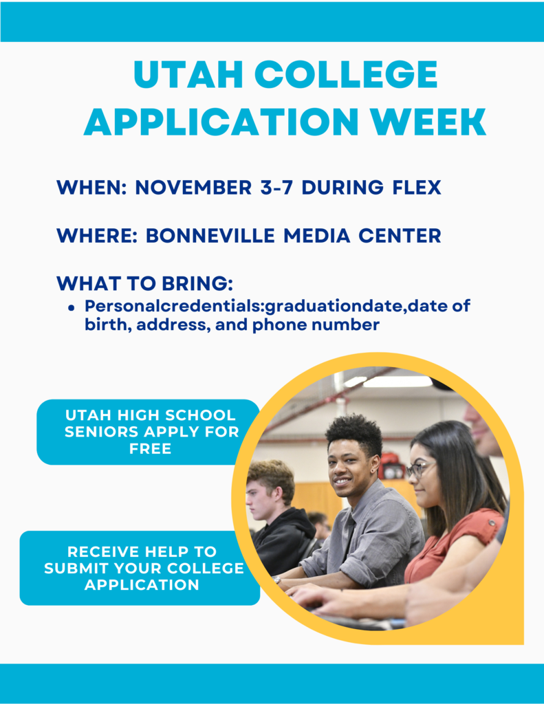 Utah College Application Week November 3-7th during flex in the library