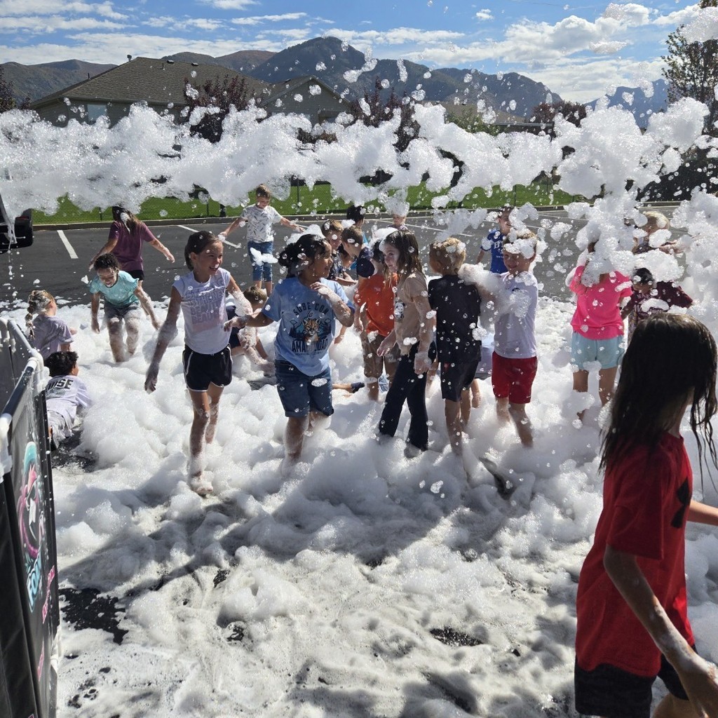 Kids playing in foam