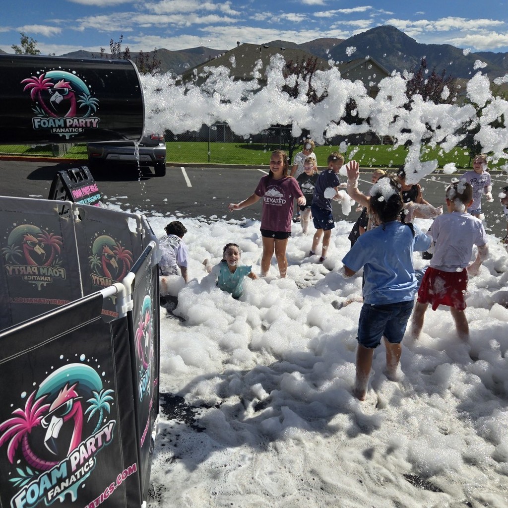 Kids playing in suds