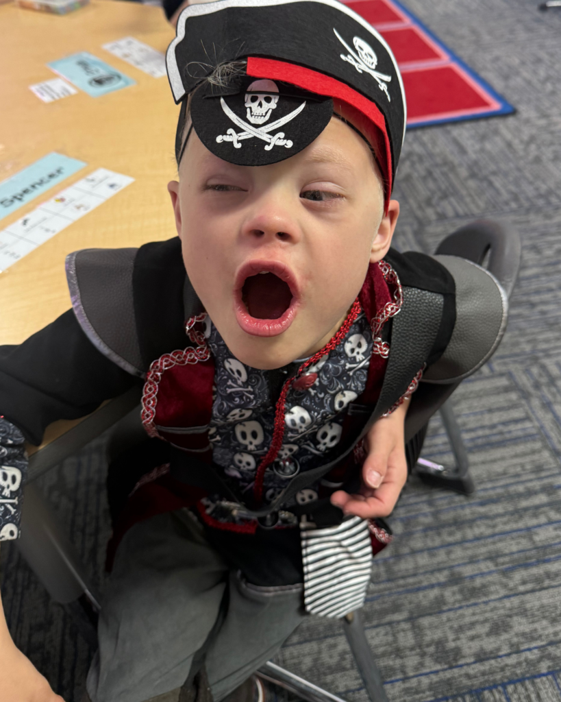 Elementary school students celebrating Pirate Day.