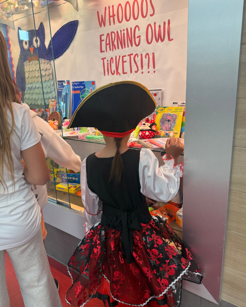 Elementary school students celebrating Pirate Day.