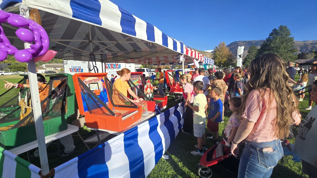 Children lined up for carnival giames