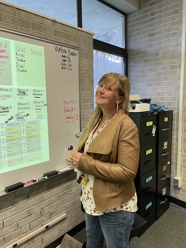 Katrina working on the board in the morning