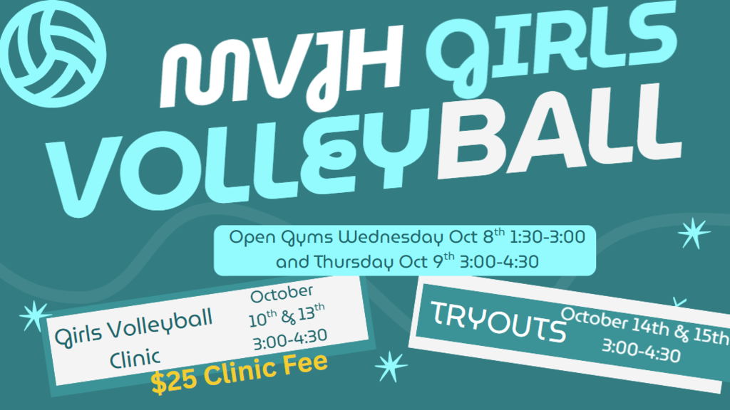 Tomorrow (Wednesday)open gym 1:30-3:00 Thursday- open gym 3-4:30 Friday-clinic 3:00-4:30 Monday clinic 3:00-4:30 Tuesday tryouts 3:00-4:30 Wednesday- tryouts (Final Cut) 3-4:30