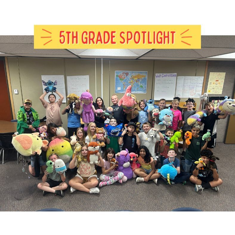 5th grade spotlight. class with stuffed animals