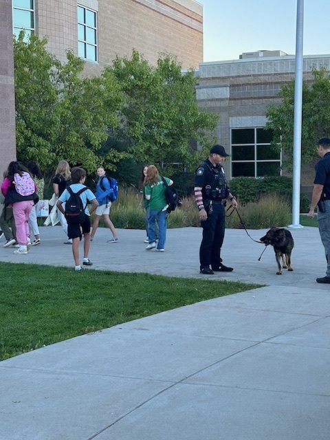 Students walking to school on Walk to School Day for Green Ribbon Week.