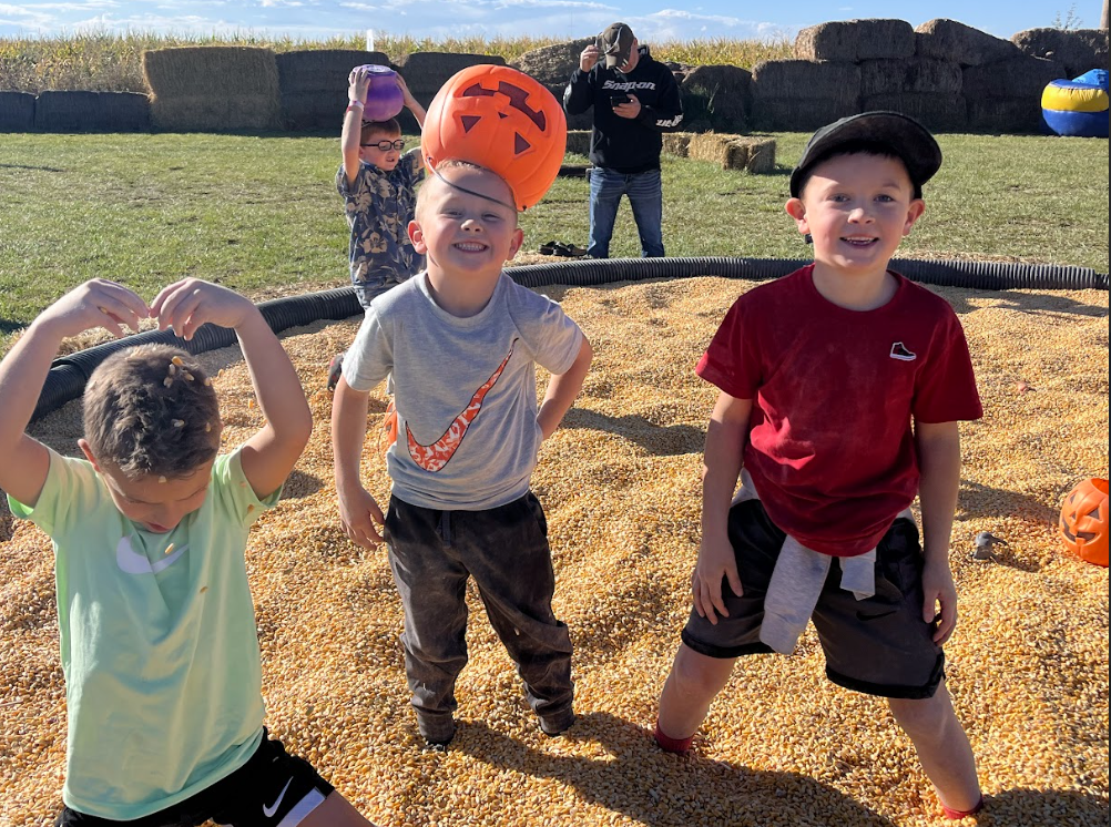 Students in corn pit. 