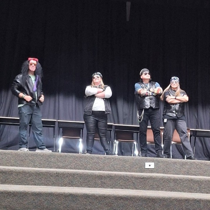 6th grade teachers dressed like motor cycle bikers