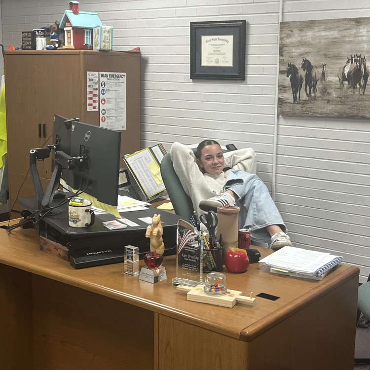 student at principal's desk