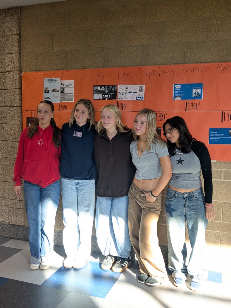 Exploring Business, Finance, & Marketing - A new class offered at Orion. Our first group of students have been learning all about products, promotions, pricing, and people!  Mrs. Lee's Business/Marketing class did a project on "A Century of Shoes" Students researched various shoe brands throughout history and as a class we made a timeline of the last 100+ years of shoes! Is your favorite brand listed? Go check out the big orange banner in 300 hall! 