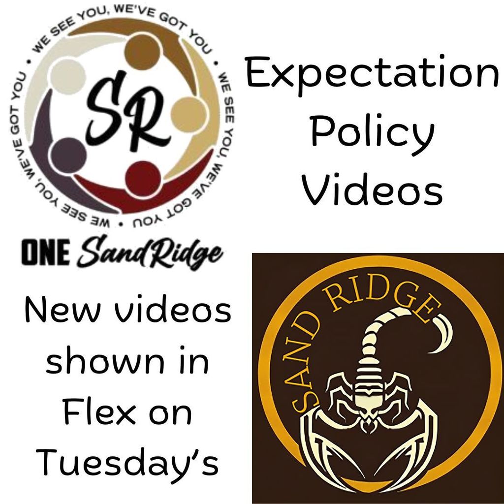 Sand Ridge Logo with Student Expectation Policy Video sown tuesdays in flex