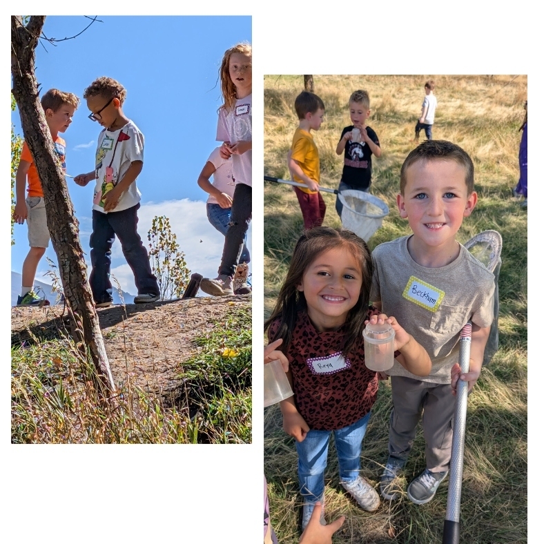 students exploring with cups & nets