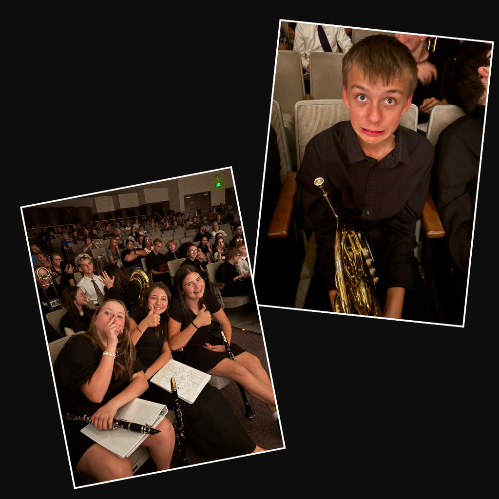 Photos of band playing in their band concert at Roy High Auditorium