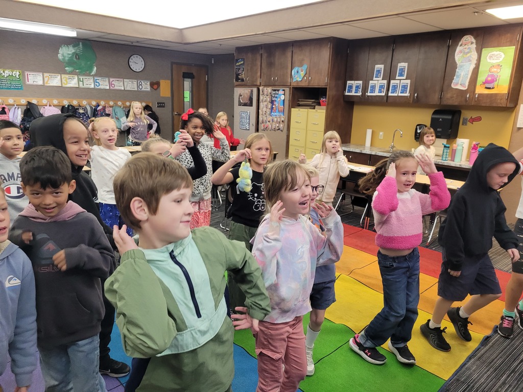 Mrs. Stone's 2nd Grade Class doing a brain break