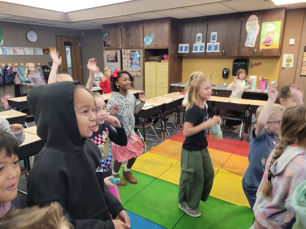 Mrs. Stone's 2nd Grade Class doing a brain break