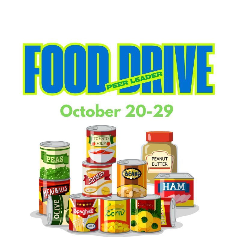 peer leader food drive October 20-29, canned food pictures