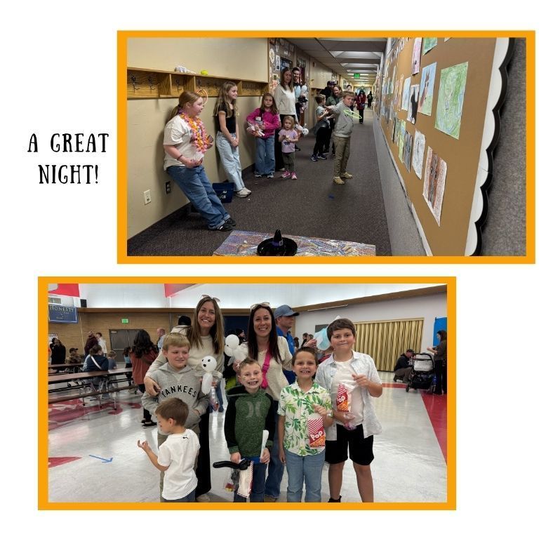 a great night! kids playing ring toss. families smiling with treats