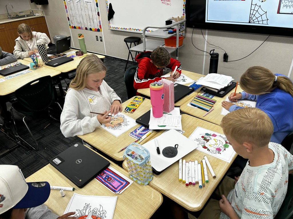 6th grade students coloring