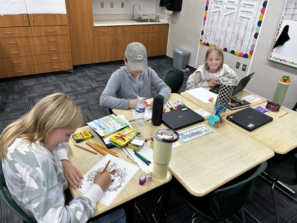 6th grade students coloring