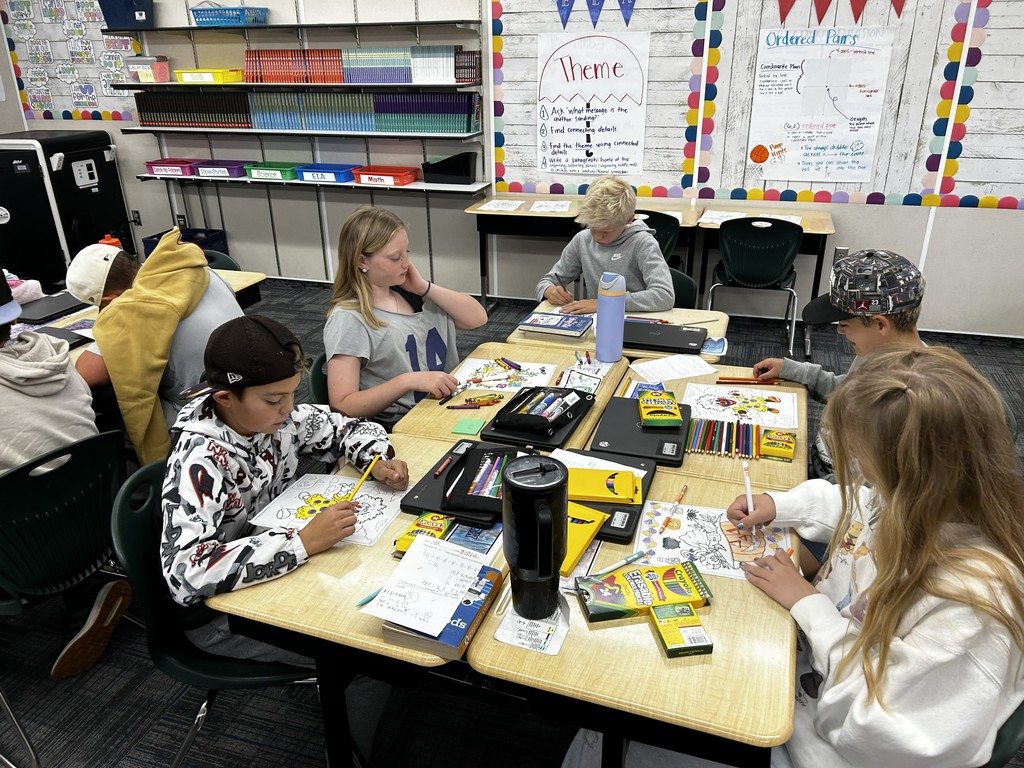 6th grade students coloring