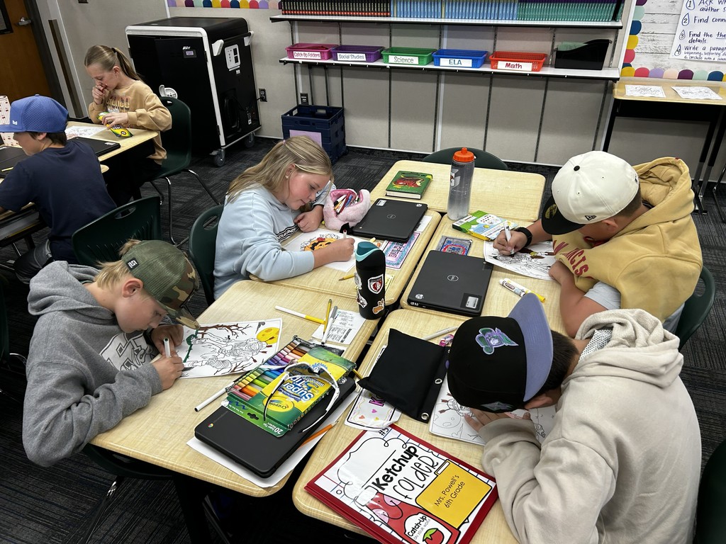 6th grade students coloring
