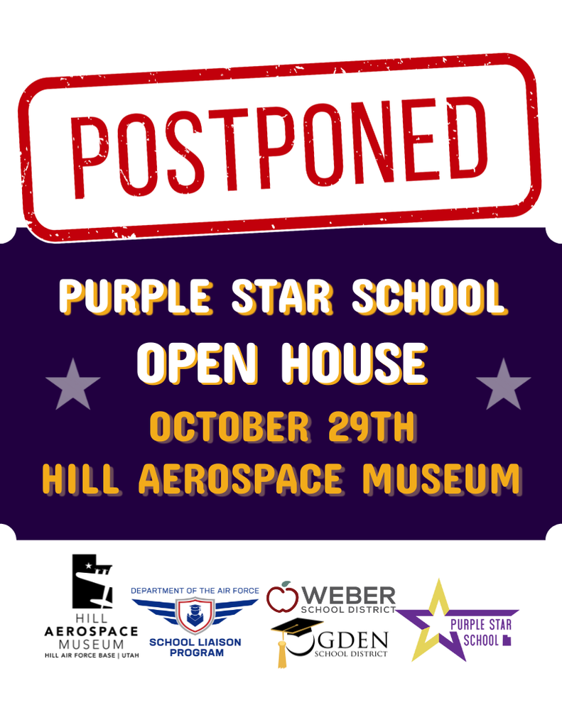 Purple star event postponed graphic.