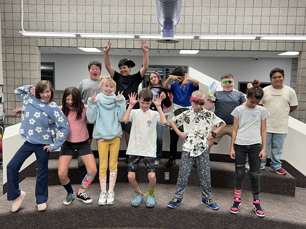 Spirit Week Crazy Day. Kids in crazy socks, Crazy hair, and Crazy clothes. 