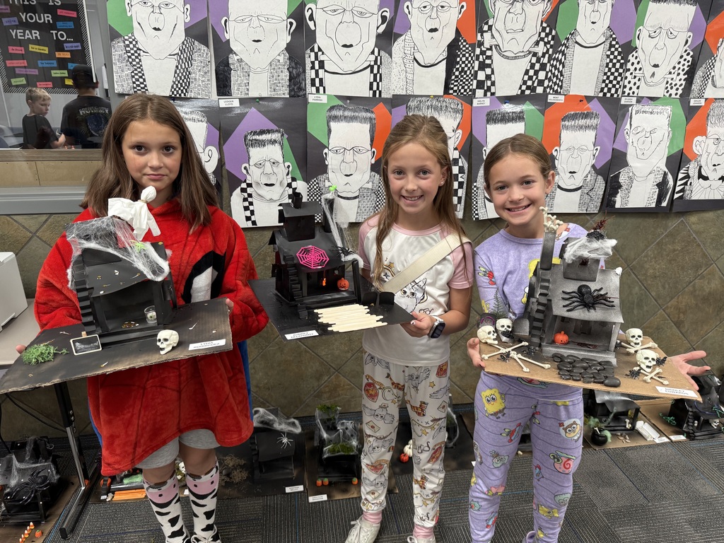 5th Graders showing off their haunted houses that they made. 