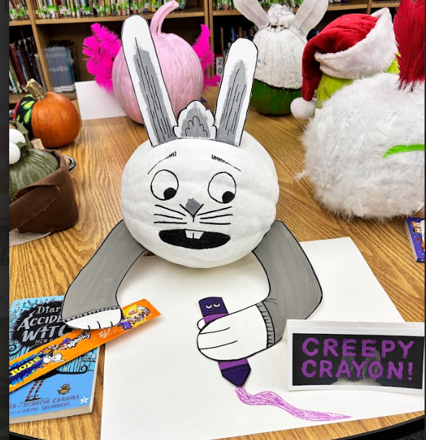 bunny pumpkin painted