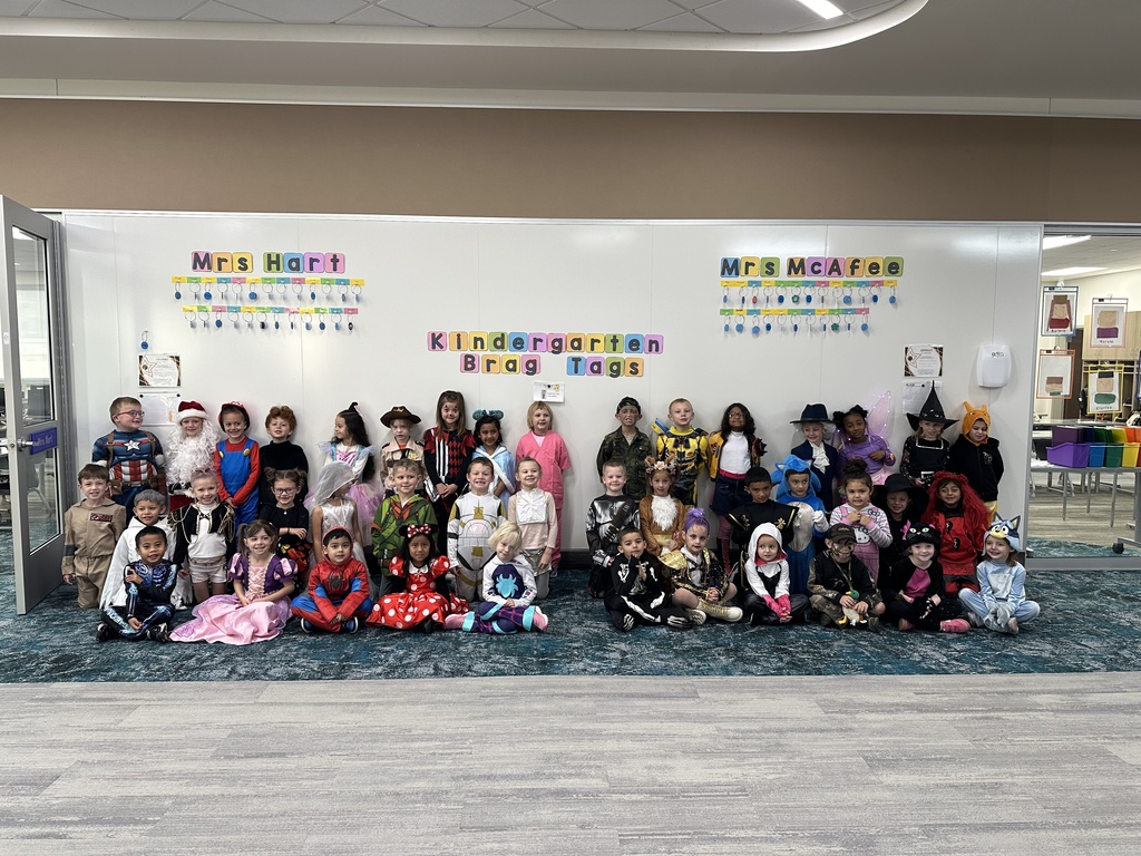 Kindergarten students in their halloween costumes