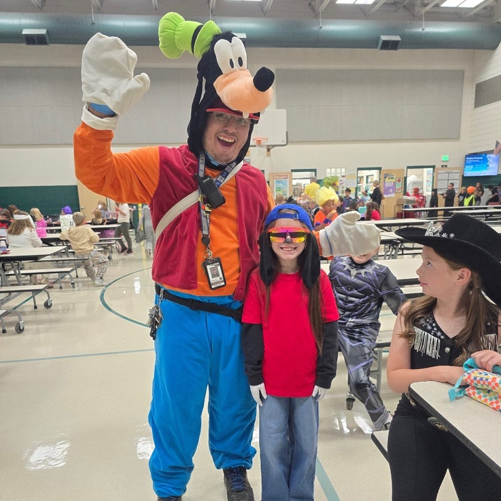 Mr. Z and a girl in a goofy costume