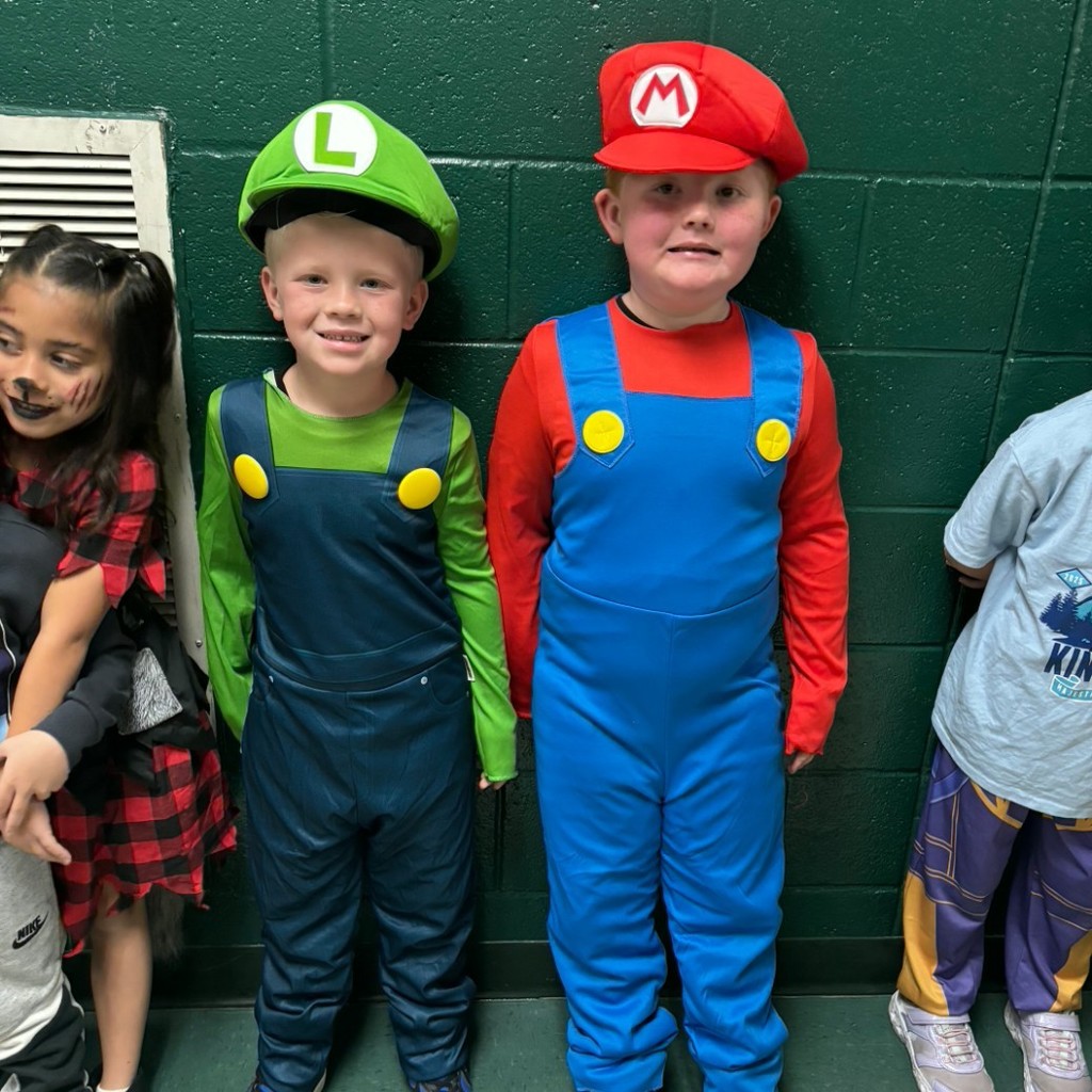 Boys dressed like Mario and Luigi