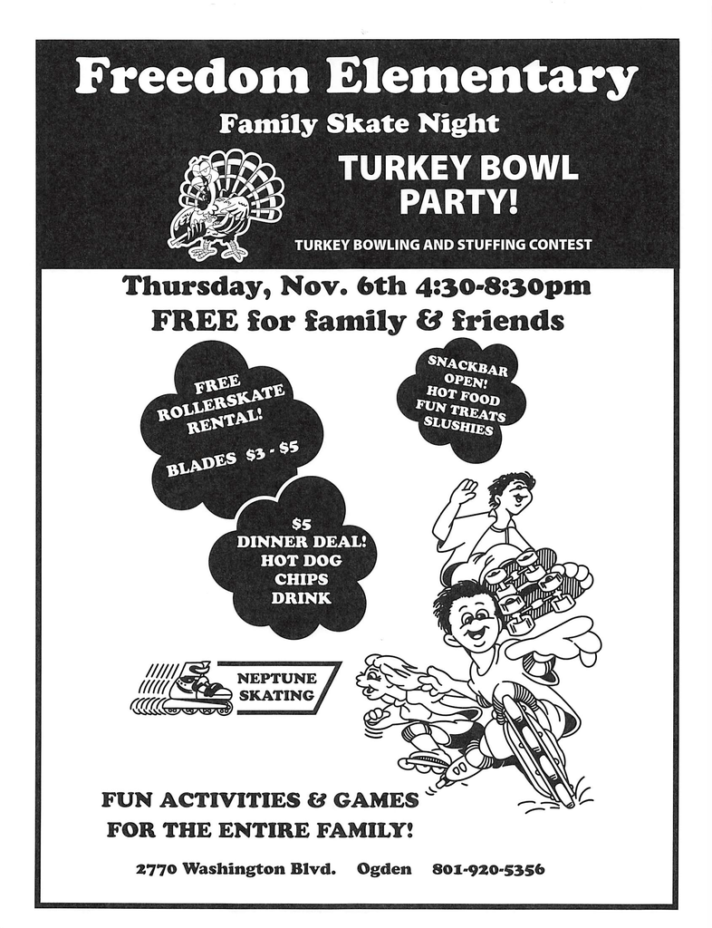 Neptune Skating Night Thursday Nov 6th 4:30-8:30pm