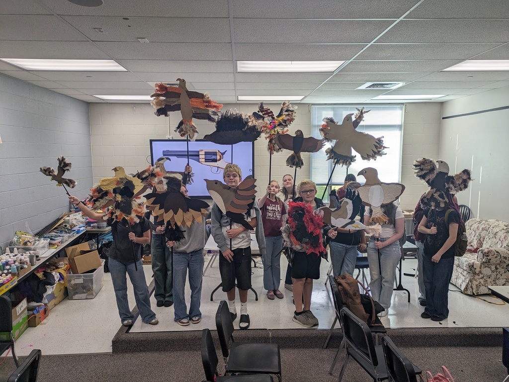 Hawk puppets by theatre design class