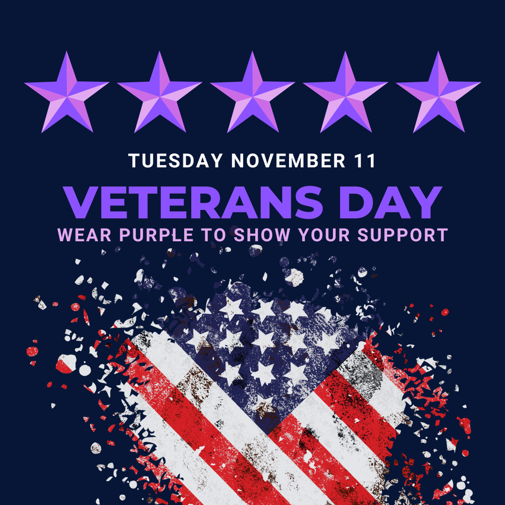 tuesday november 11 veterens day wear purple to show your support 