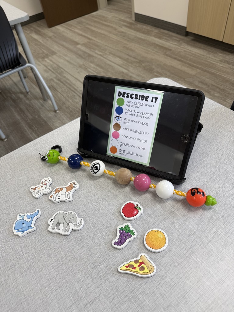 model and objects to help students practicing describing items and talking about details