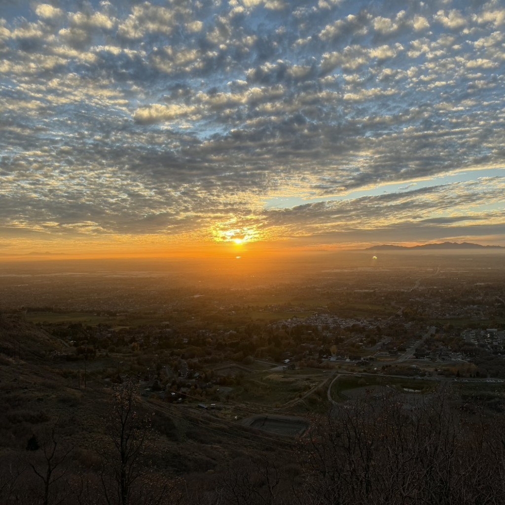a pretty sunset from the top of the mountain