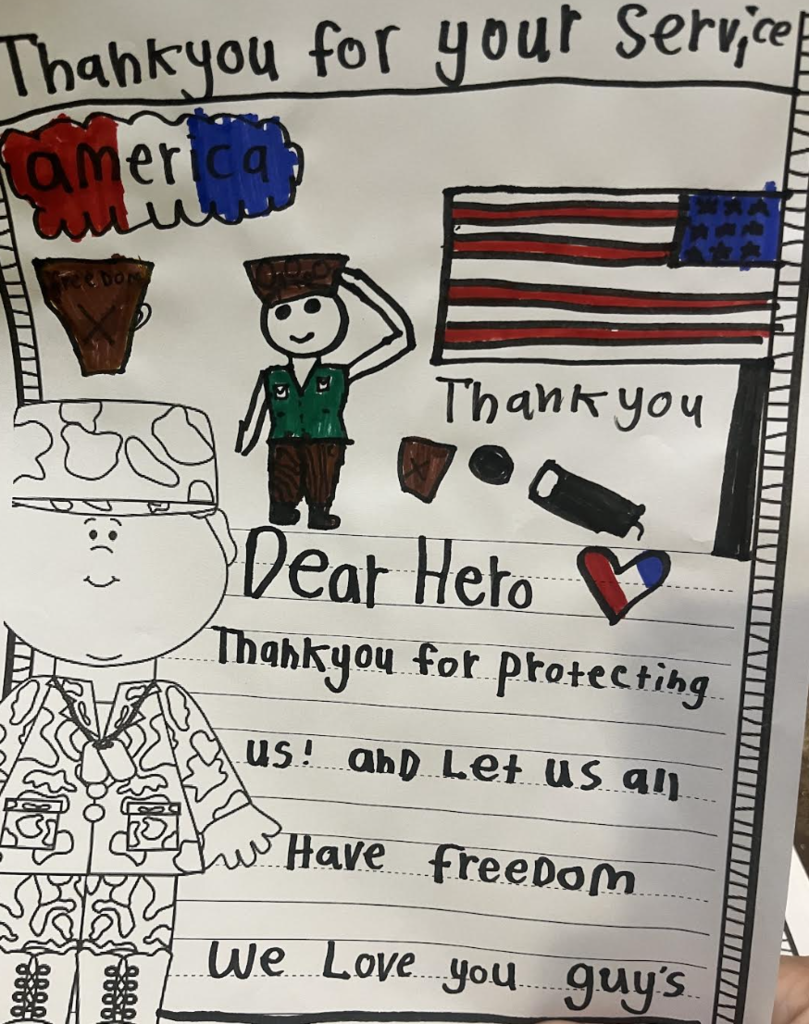 A student letter to a veteran
