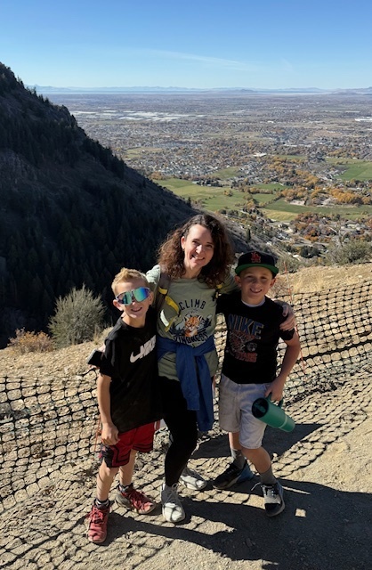 Mrs. Allen With to boys at the top of Coldwater Canyon