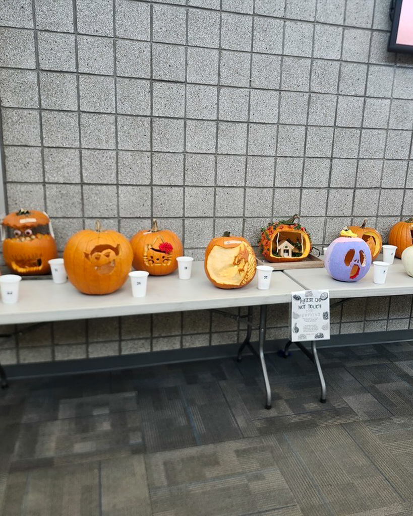 Painted pumpkins.