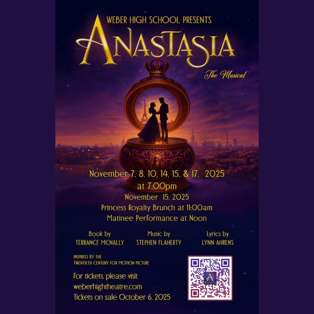 The spotlight is on! Our district's high schools are ready to perform their highly anticipated Fall Musicals. Gather your friends and family and come cheer on the hard work and dedication of our students in these fantastic productions. Mark your calendars for these must-see shows: *Anastasia at Weber High School (Nov 7-17) *Tarzan at Fremont High School (Nov 14-22) *Holiday Inn at Bonneville High School (Nov 14-24) *Grease at Roy High School (Nov 19-24) *The Hunchback of Notre Dame at West Field High School (Dec 4-8) Ticket links and full show information for each performance are provided in the attached posters. Don't wait—get your tickets today!