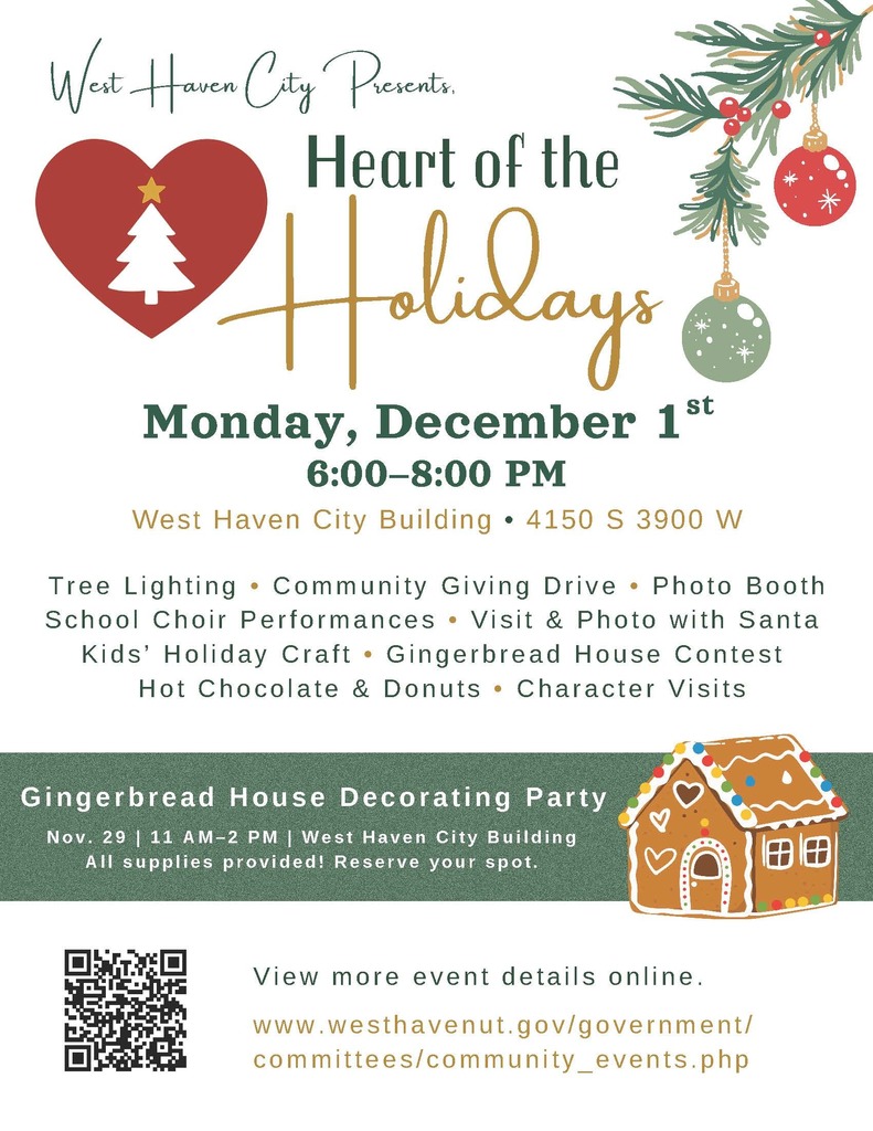 West Haven Heart of the HOlidays Celebration December 1st 6-8 and west Haven City Building