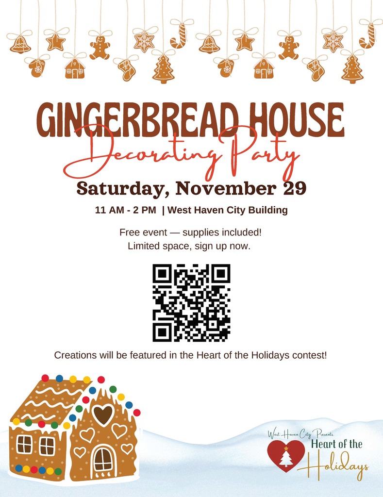 West Haven Gingerbread Decorating free Saturday Nov 29th 11-2 at the City Building