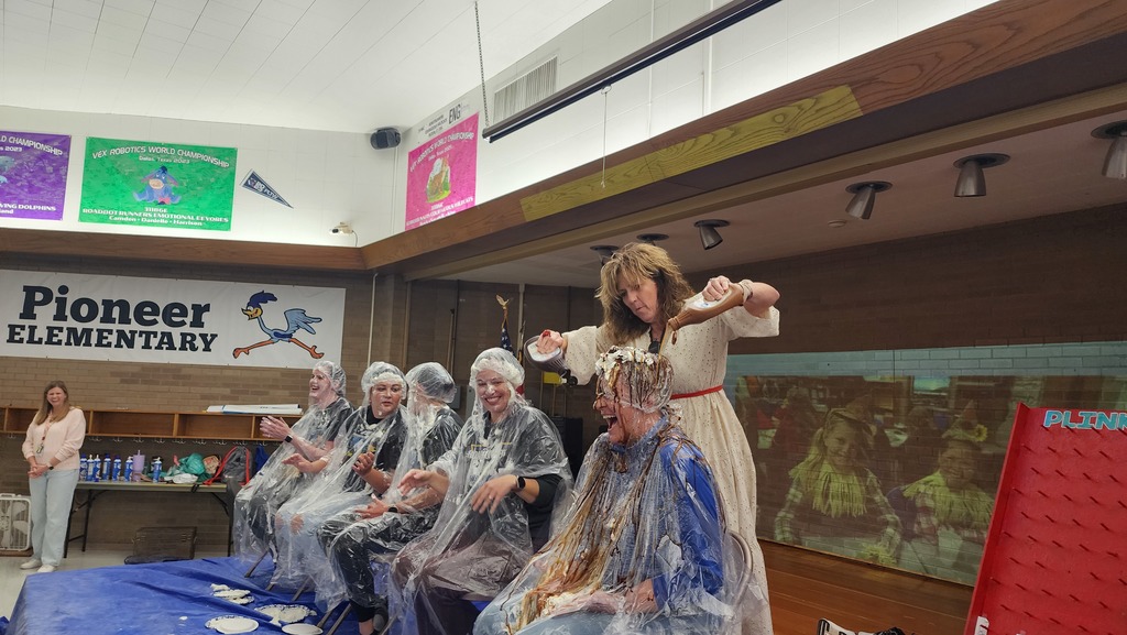 PTA Members and Principal getting messy