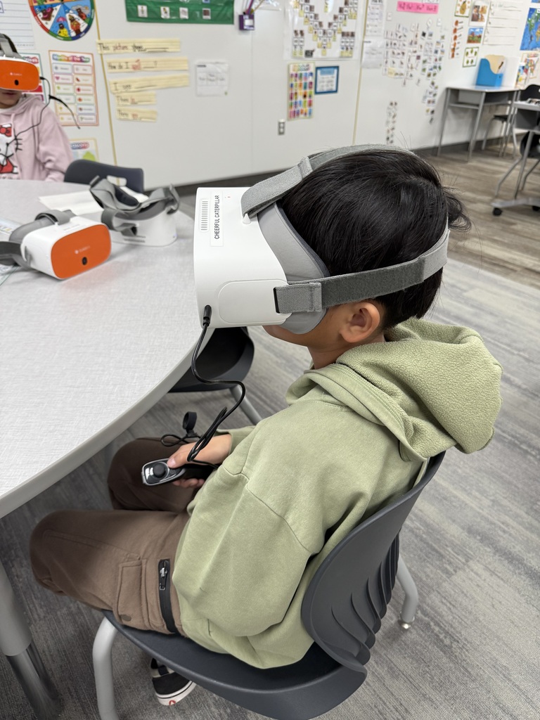 student wearing a VR headset