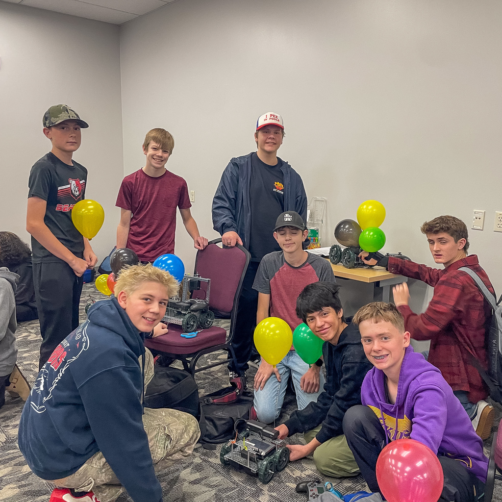 Junior high robotics mario kart competitors